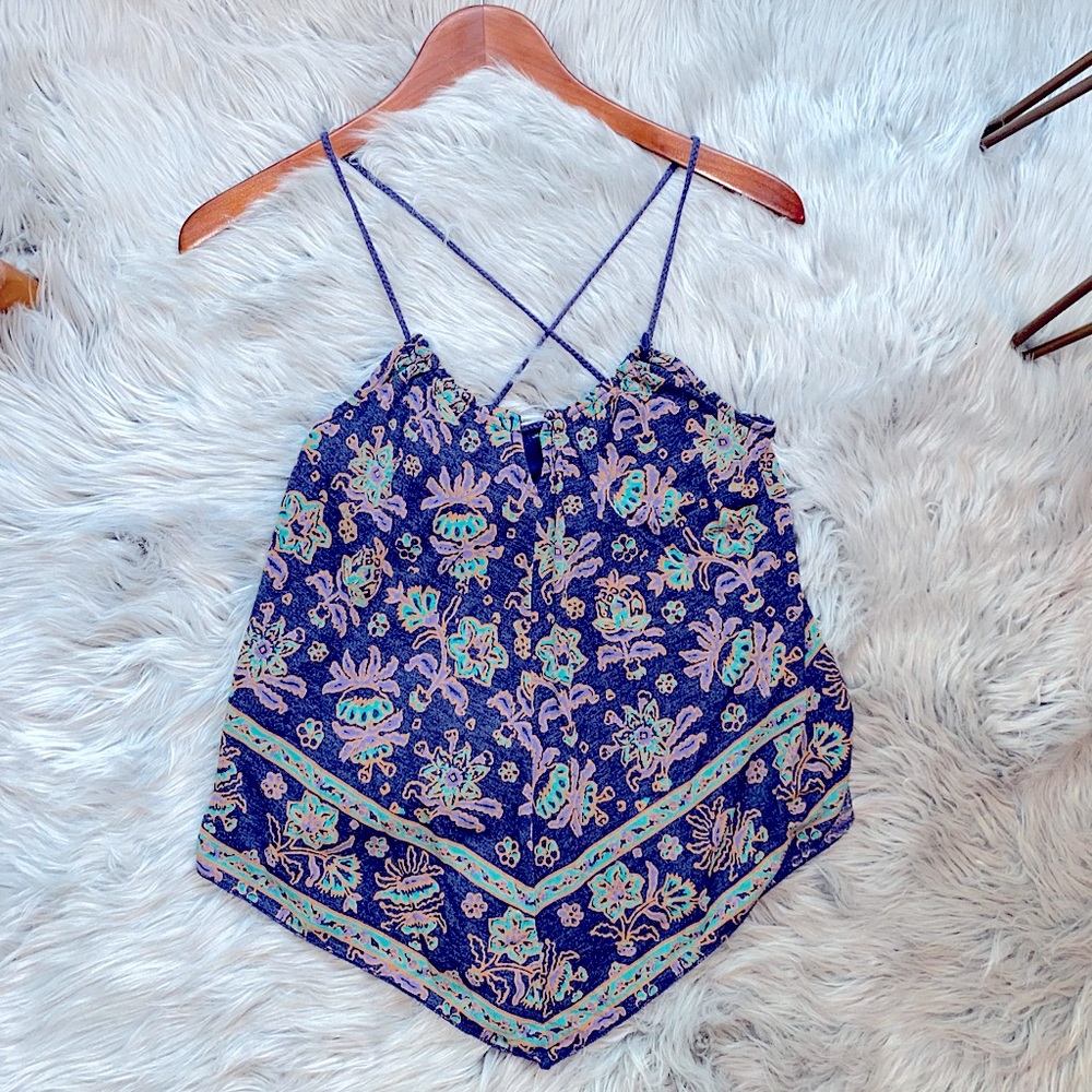 Cross Strapped Paisley Tank Top